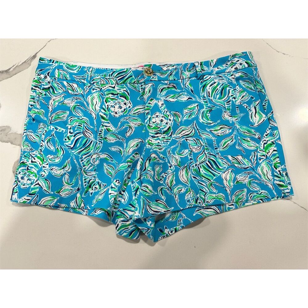Lilly Pulitzer Women's Callahan‎ Knit Shorts Turquoise Oasis Plus Size 14